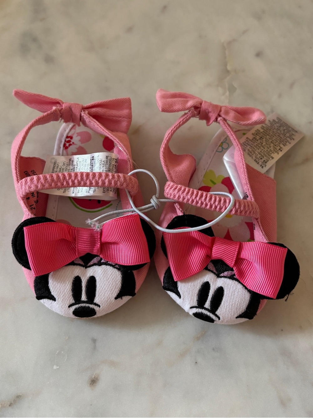 Disney Minnie Mouse Baby Shoes Pink Bow Ears Disney Store Exclusive 12-18M